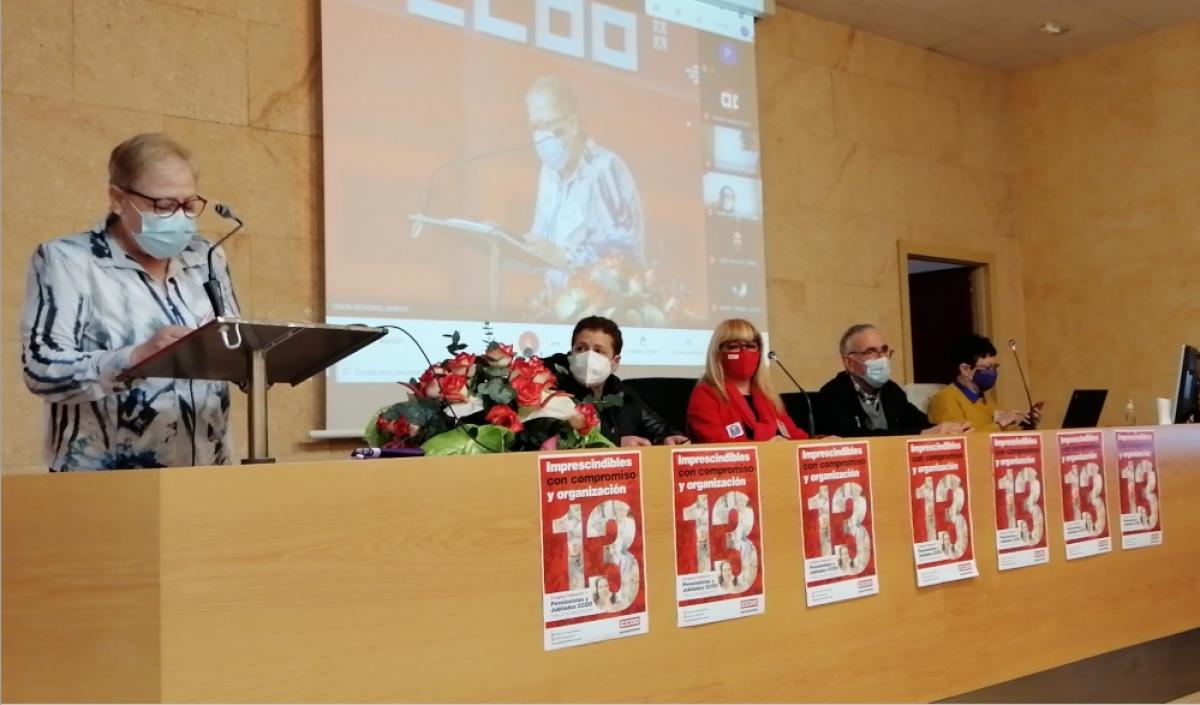 Gloria Cnovas reelegida Secretaria General de la Federacin de Pensionistas de CCOO de la Regin de Murcia